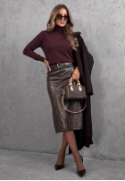 Dopasowany Pullover z golfem Early Evening Rot