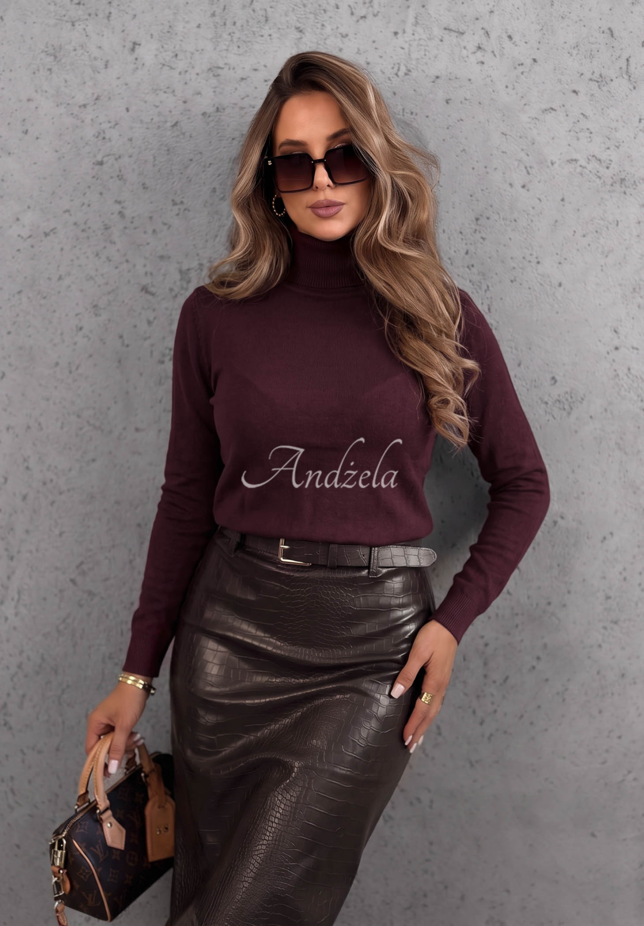 Viskose-Pullover mit Rollkragen Early Evening Beerenfarben