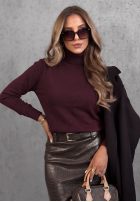Dopasowany Pullover z golfem Early Evening Rot