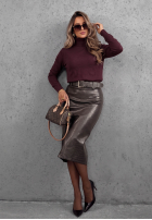 Dopasowany Pullover z golfem Early Evening Rot