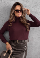 Dopasowany Pullover z golfem Early Evening Rot