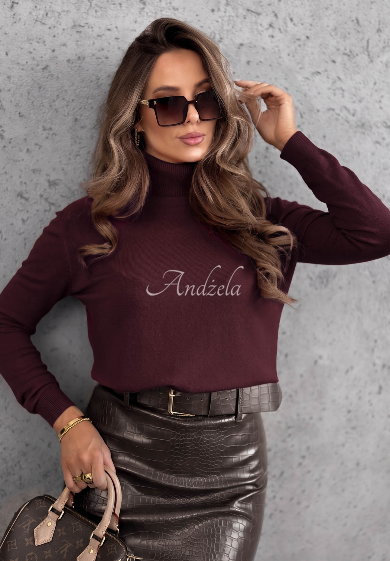 Viskose-Pullover mit Rollkragen Early Evening Beerenfarben