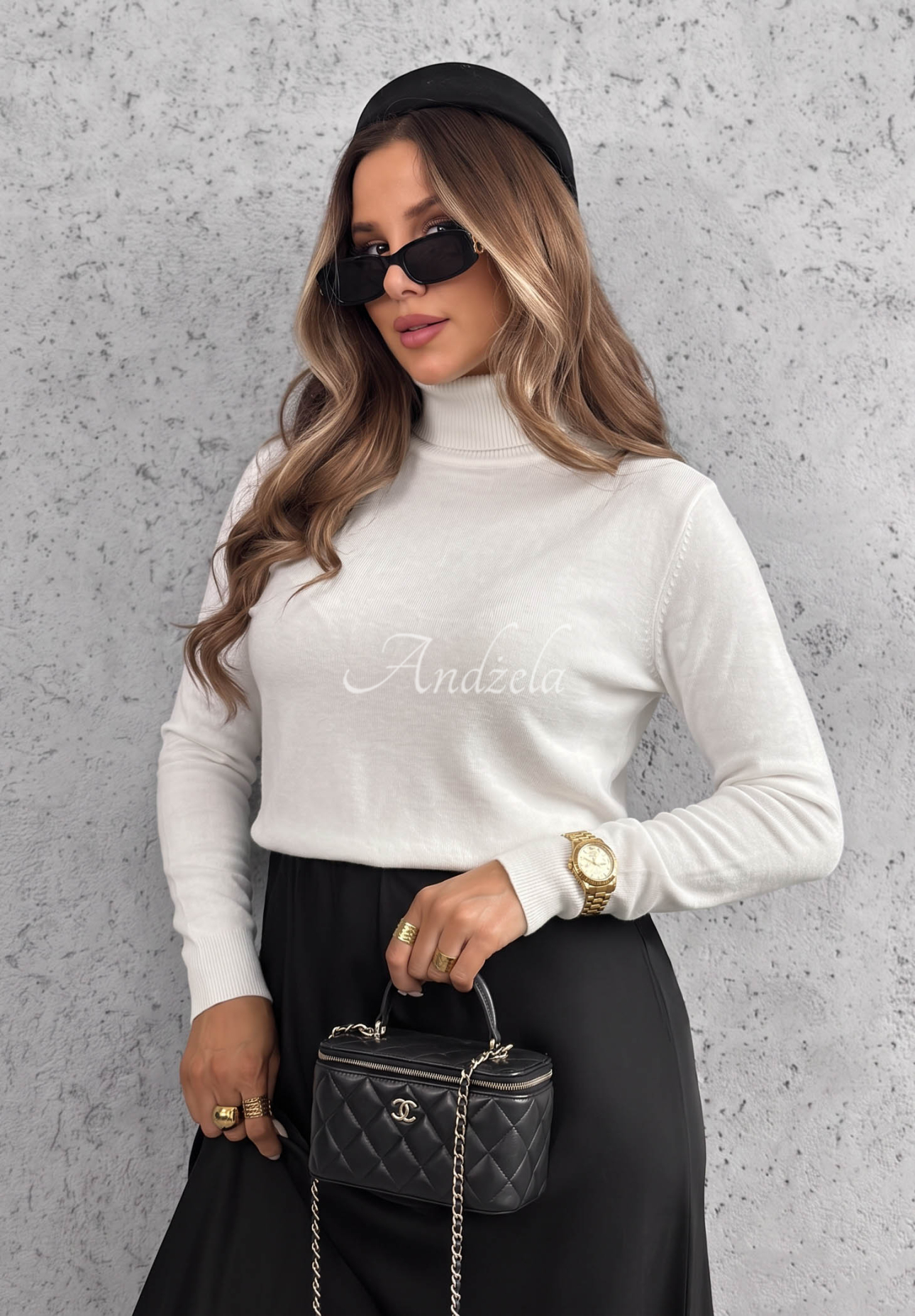 Viskose-Pullover mit Rollkragen Early Evening Ecru