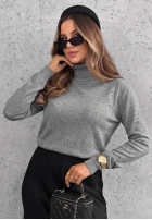 Dopasowany Pullover z golfem Early Evening Rot
