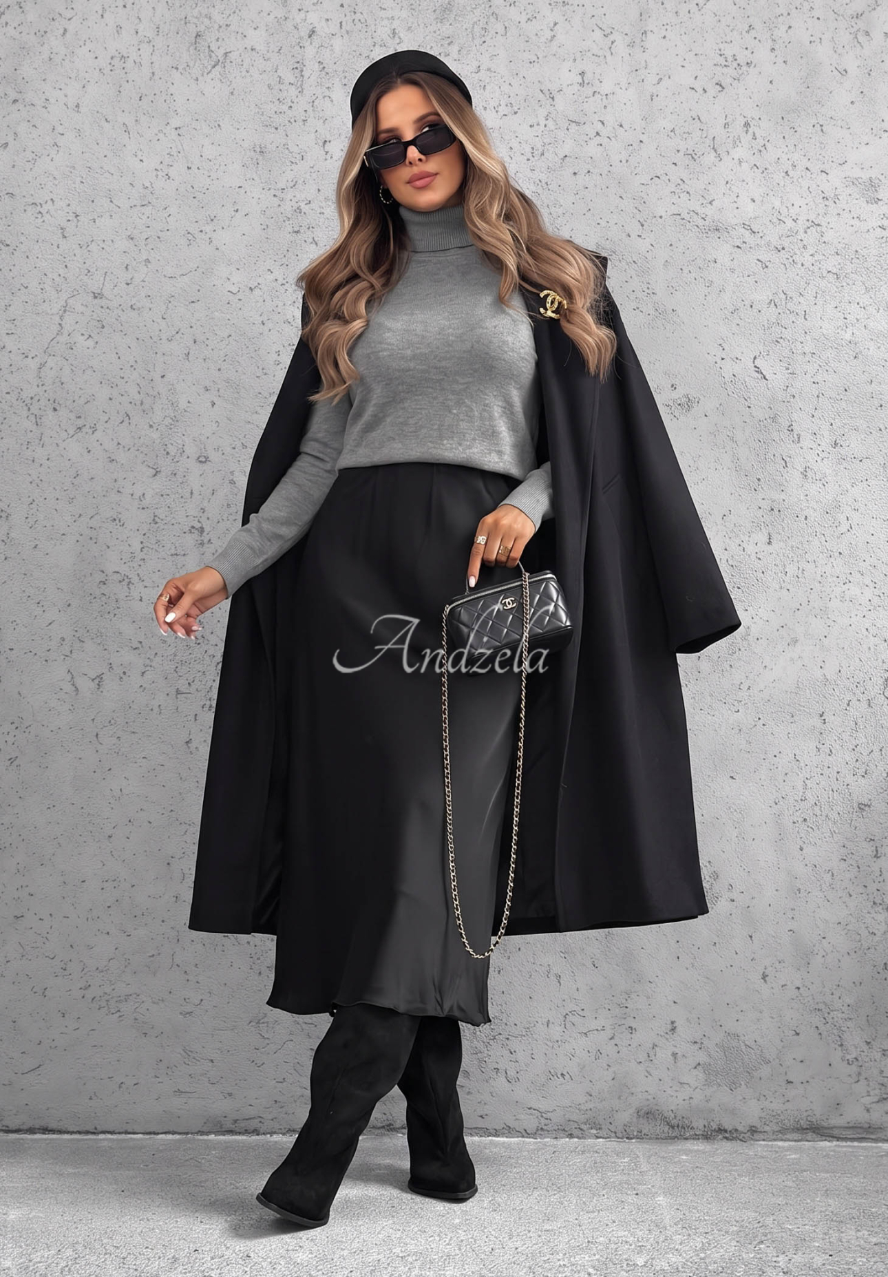 Viskose-Pullover mit Rollkragen Early Evening Grau
