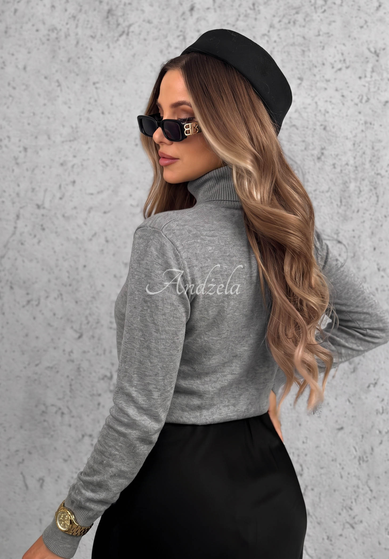 Viskose-Pullover mit Rollkragen Early Evening Grau