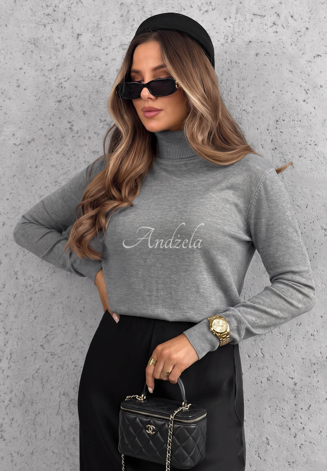 Viskose-Pullover mit Rollkragen Early Evening Grau