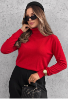Dopasowany Pullover z golfem Early Evening Rot