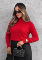 Dopasowany Pullover z golfem Early Evening Rot