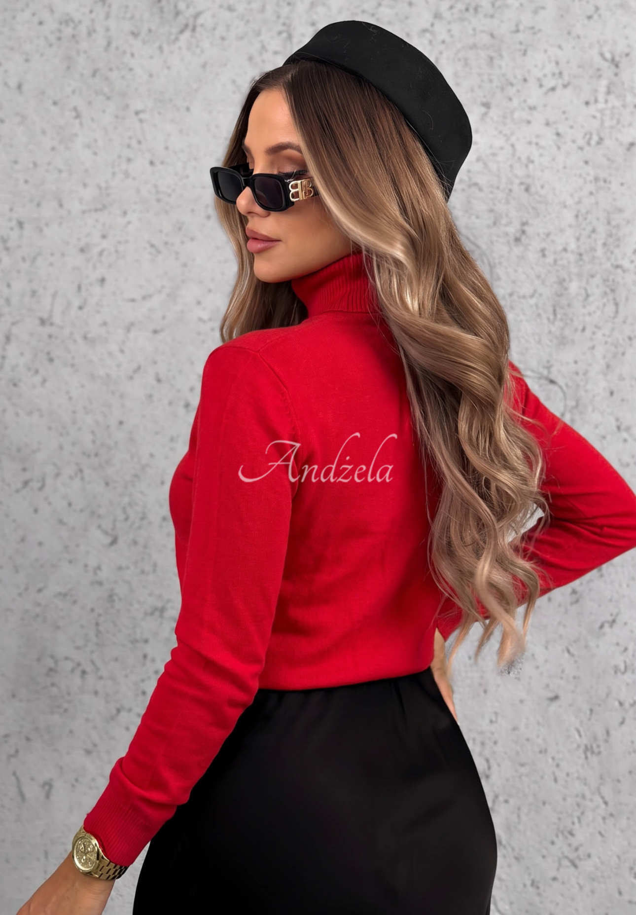 Viskose-Pullover mit Rollkragen Early Evening Rot
