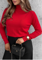 Dopasowany Pullover z golfem Early Evening Rot