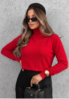 Dopasowany Pullover z golfem Early Evening Rot
