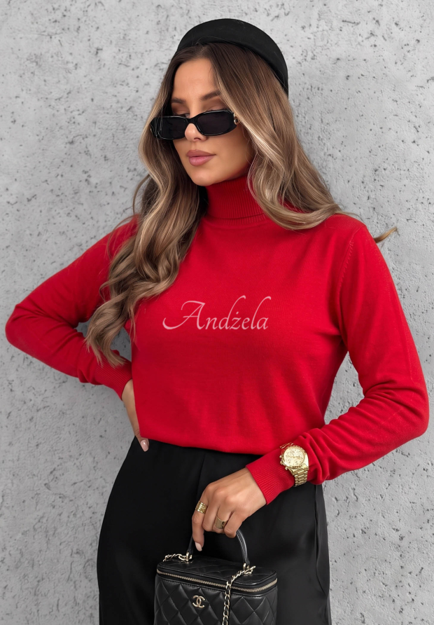 Viskose-Pullover mit Rollkragen Early Evening Rot
