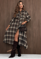 Koszulowa Kleid maxi w kratę z paskiem Fall Signature Beerenfarben