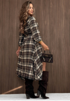 Koszulowa Kleid maxi w kratę z paskiem Fall Signature Beerenfarben