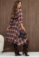 Koszulowa Kleid maxi w kratę z paskiem Fall Signature Beerenfarben