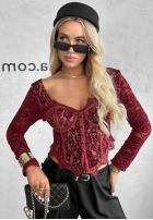 Gorsetowa Bluse longsleeve z koronki Pure Seduction Schwarz