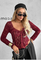 Gorsetowa Bluse longsleeve z koronki Pure Seduction Schwarz