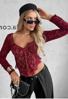 Gorsetowa Bluse longsleeve z koronki Pure Seduction Schwarz