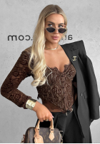 Gorsetowa Bluse longsleeve z koronki Pure Seduction Schwarz
