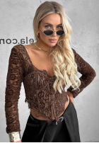 Gorsetowa Bluse longsleeve z koronki Pure Seduction Schwarz