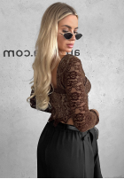 Gorsetowa Bluse longsleeve z koronki Pure Seduction Schwarz