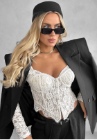 Gorsetowa Bluse longsleeve z koronki Pure Seduction Schwarz