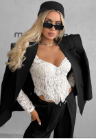 Gorsetowa Bluse longsleeve z koronki Pure Seduction Schwarz