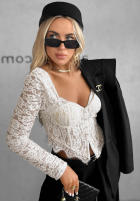 Gorsetowa Bluse longsleeve z koronki Pure Seduction Schwarz