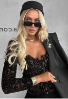 Gorsetowa Bluse longsleeve z koronki Pure Seduction Schwarz