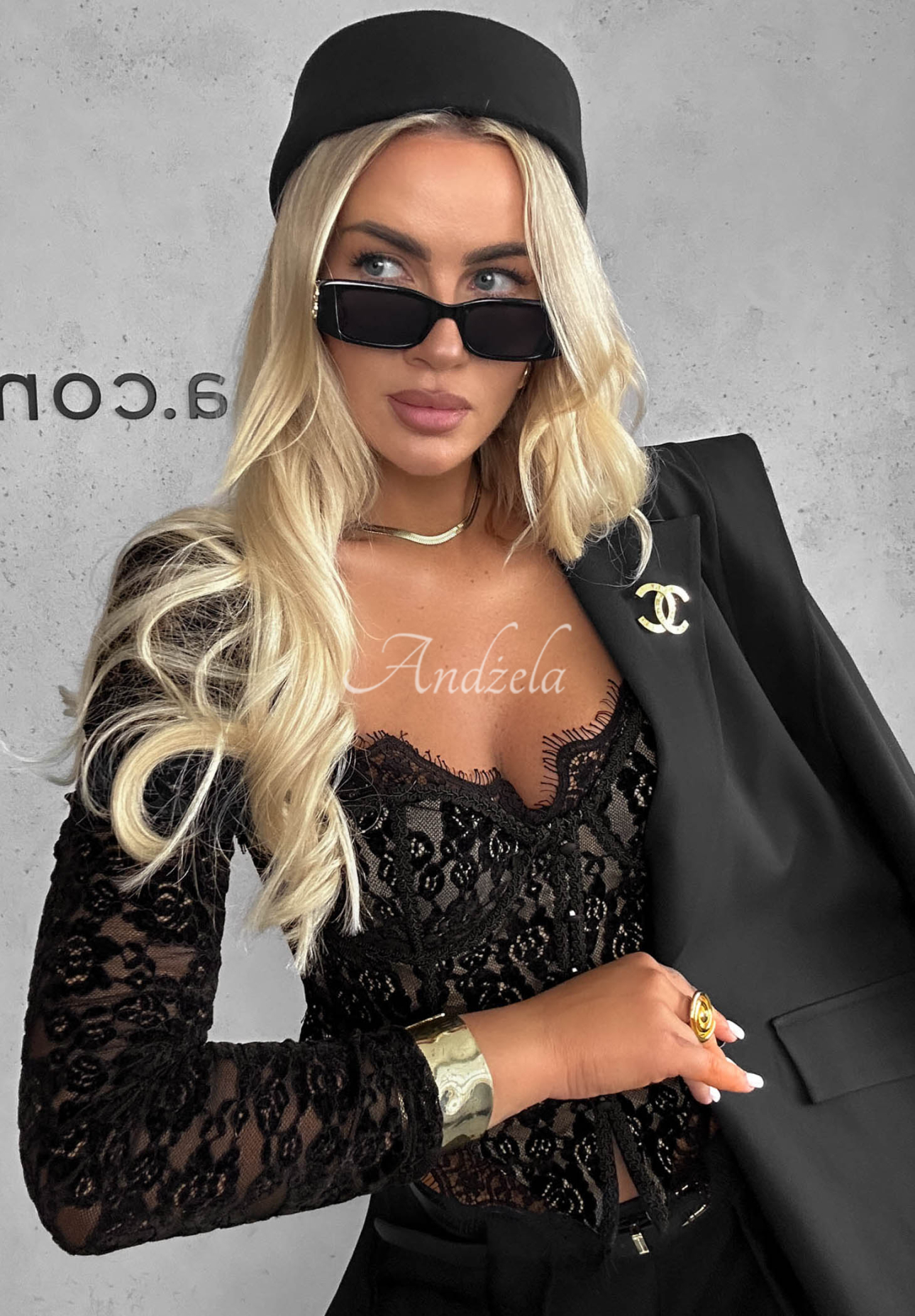 Langarmbluse aus Spitze im Korsett-Stil Pure Seduction Schwarz