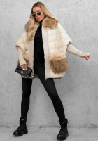 Długa pikowana Jacke z futerkiem Apple Crumble Hell Beige