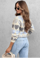 Miękki Pullover w serduszka Soft Hearts Beige-Schokoladenbraun