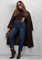 Hose Jeans mom fit z paskiem Weekend Mess dunkelblau