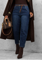 Hose Jeans mom fit z paskiem Weekend Mess dunkelblau
