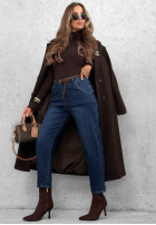 Hose Jeans mom fit z paskiem Weekend Mess dunkelblau