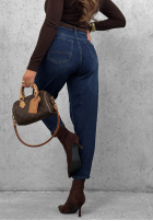 Hose Jeans mom fit z paskiem Weekend Mess dunkelblau