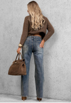 Hose Jeans straight z haftowanymi kwiatami Morning Flores Blau
