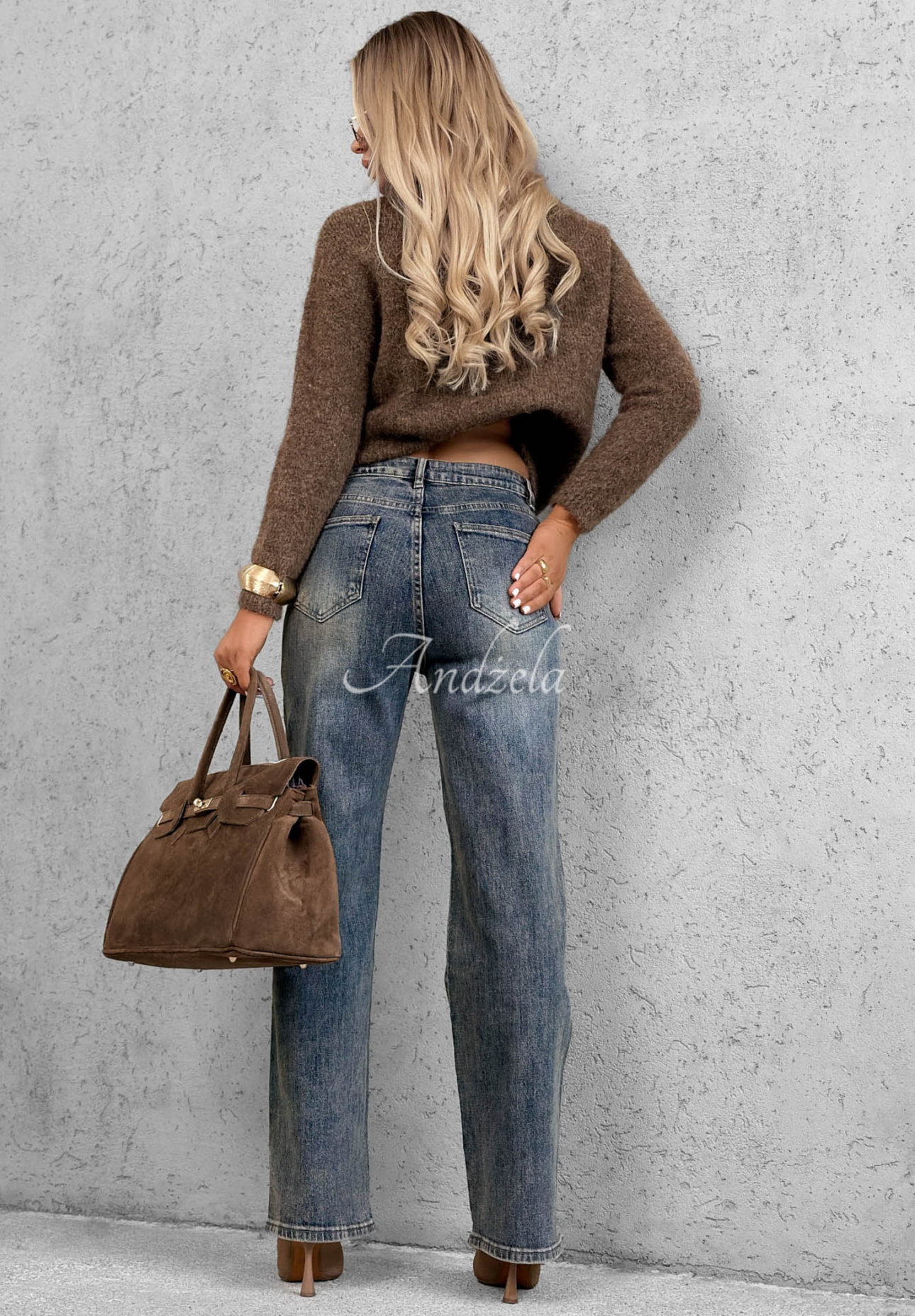 Straight-Leg-Jeans mit Blumenstickerei Morning Flores Blau