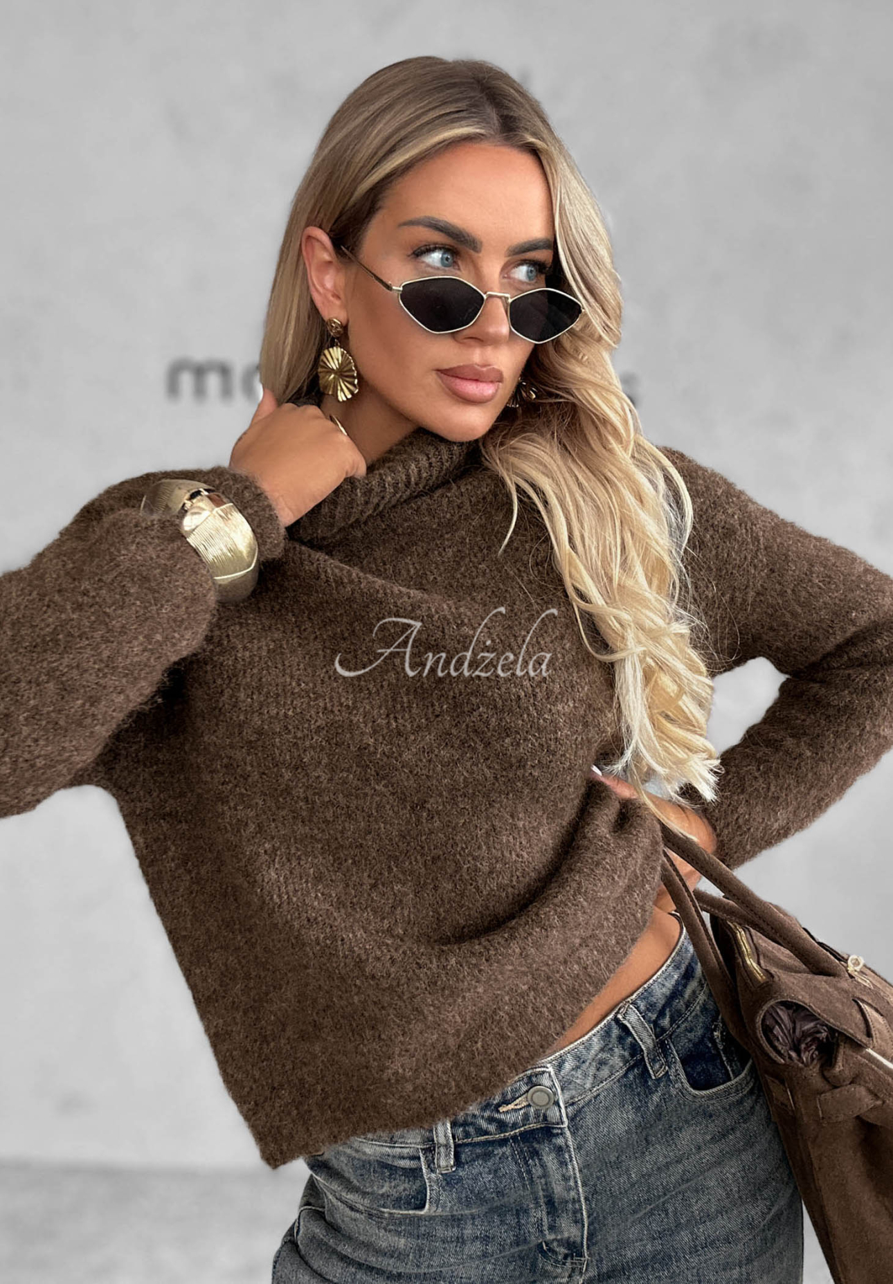 Weicher Rollkragenpullover mit Wollanteil Warm Cloud Mokkafarben