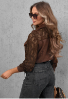 Koronkowa Hemd z kieszeniami Secret Lace Schokoladenbraun