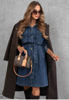 Jeans Kleid mini z paskiem Indigo Grace Blau