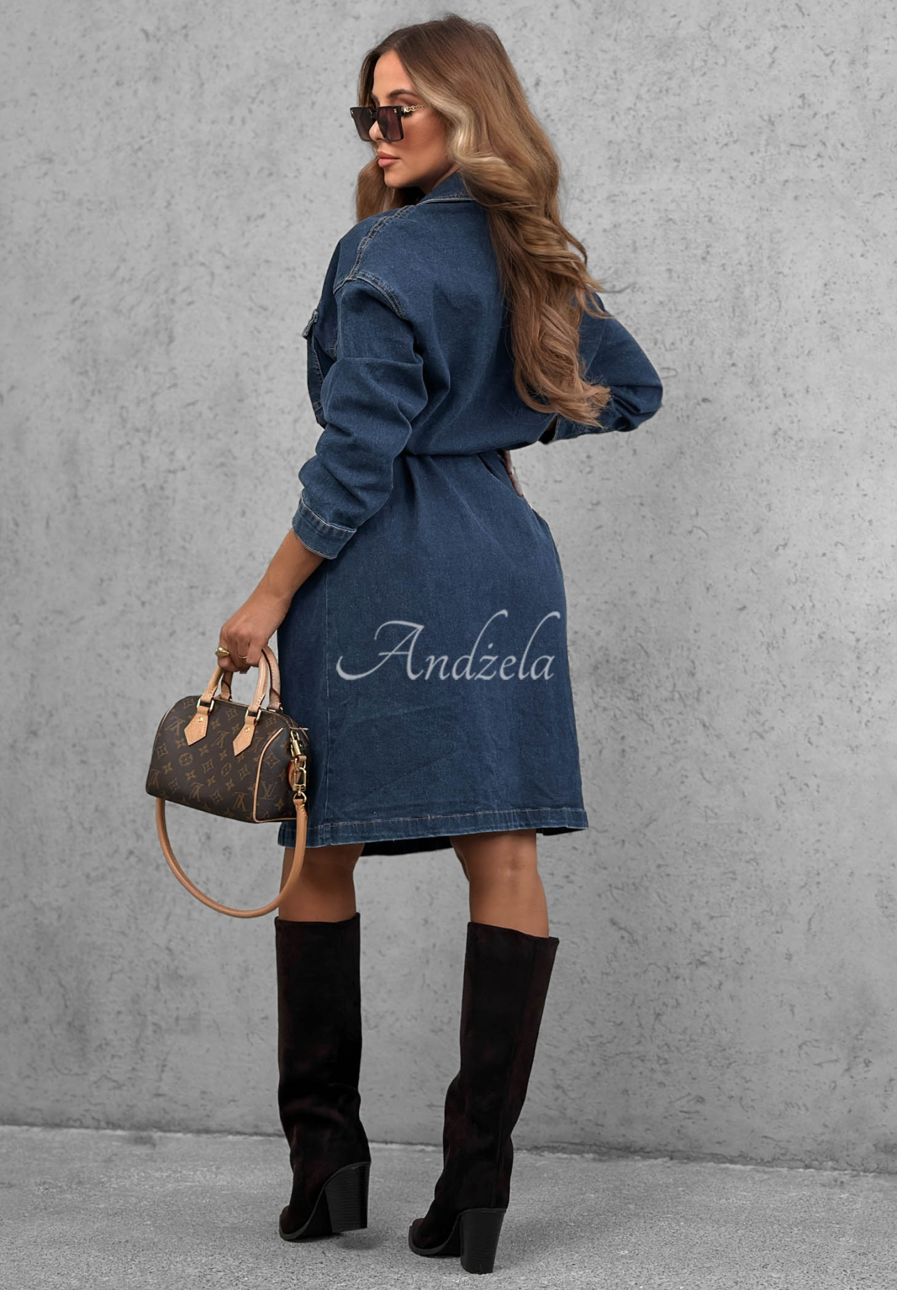 Jeans-Midikleid mit Gürtel Indigo Grace Blau