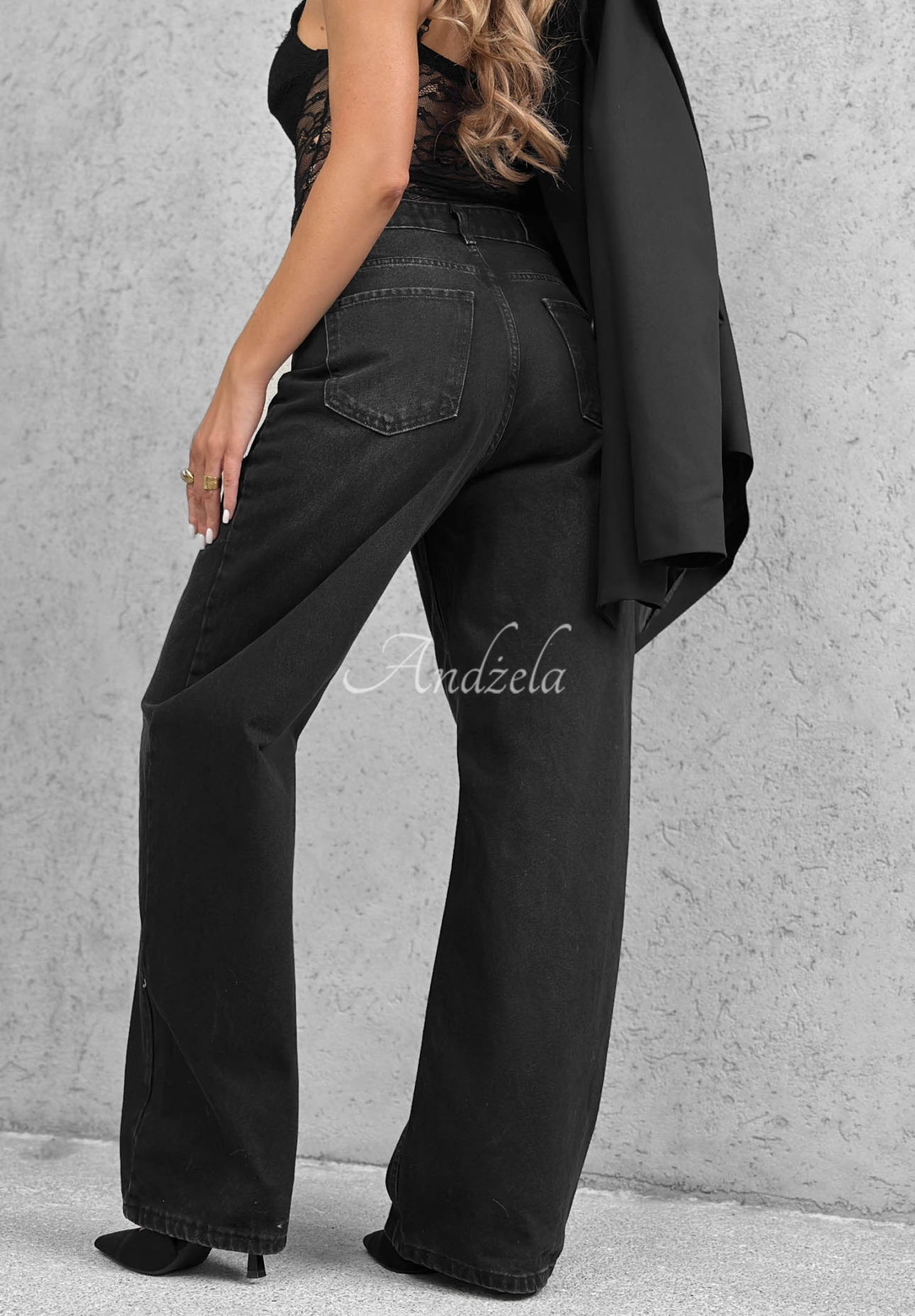 Baggy-Jeans mit Schnürung Pretty Savage Schwarz