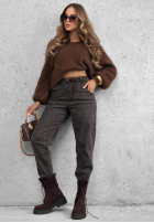 Hose Jeans z paskiem Running Late Grau