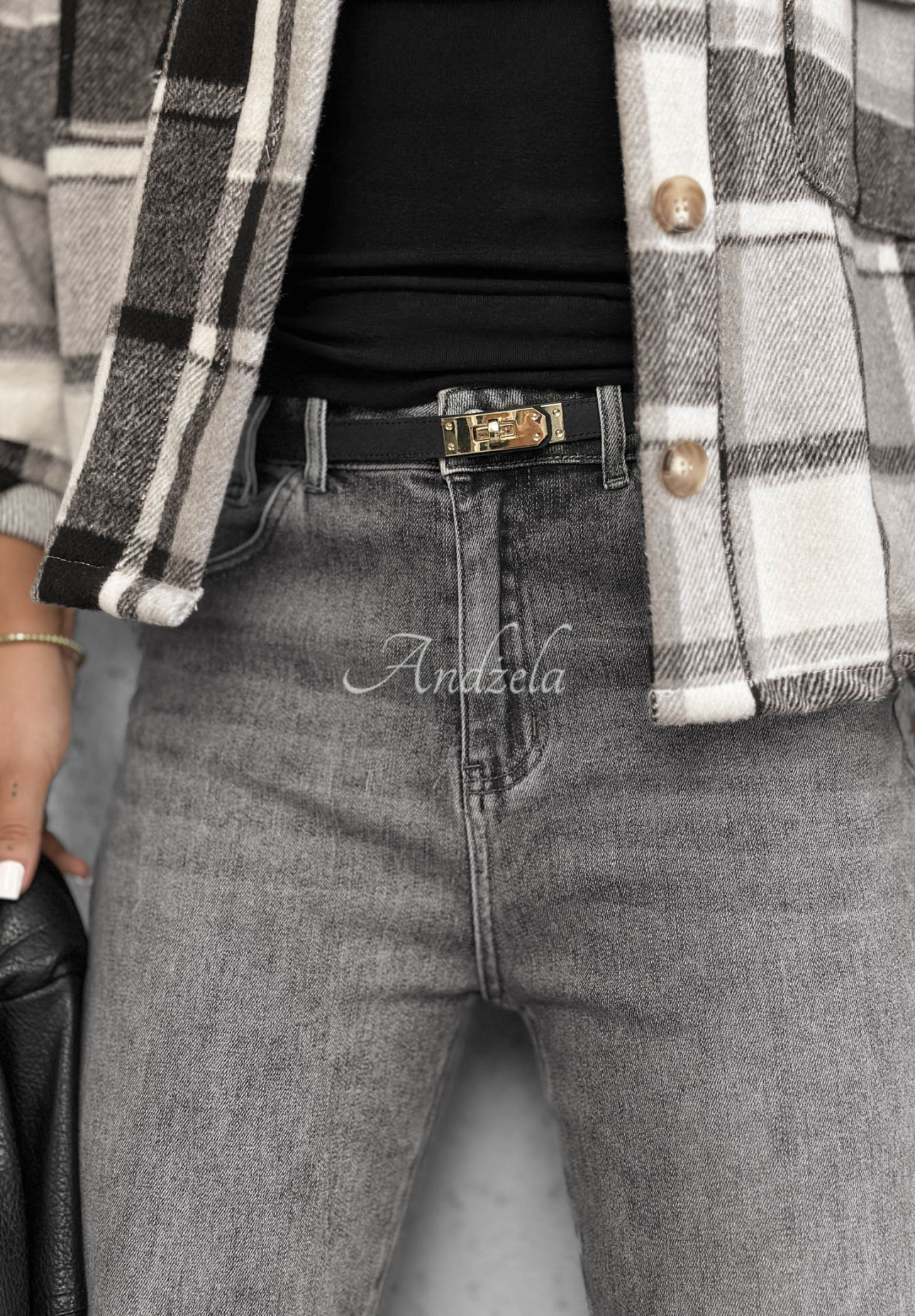 Jeanshose mom fit Quiet Days Grau