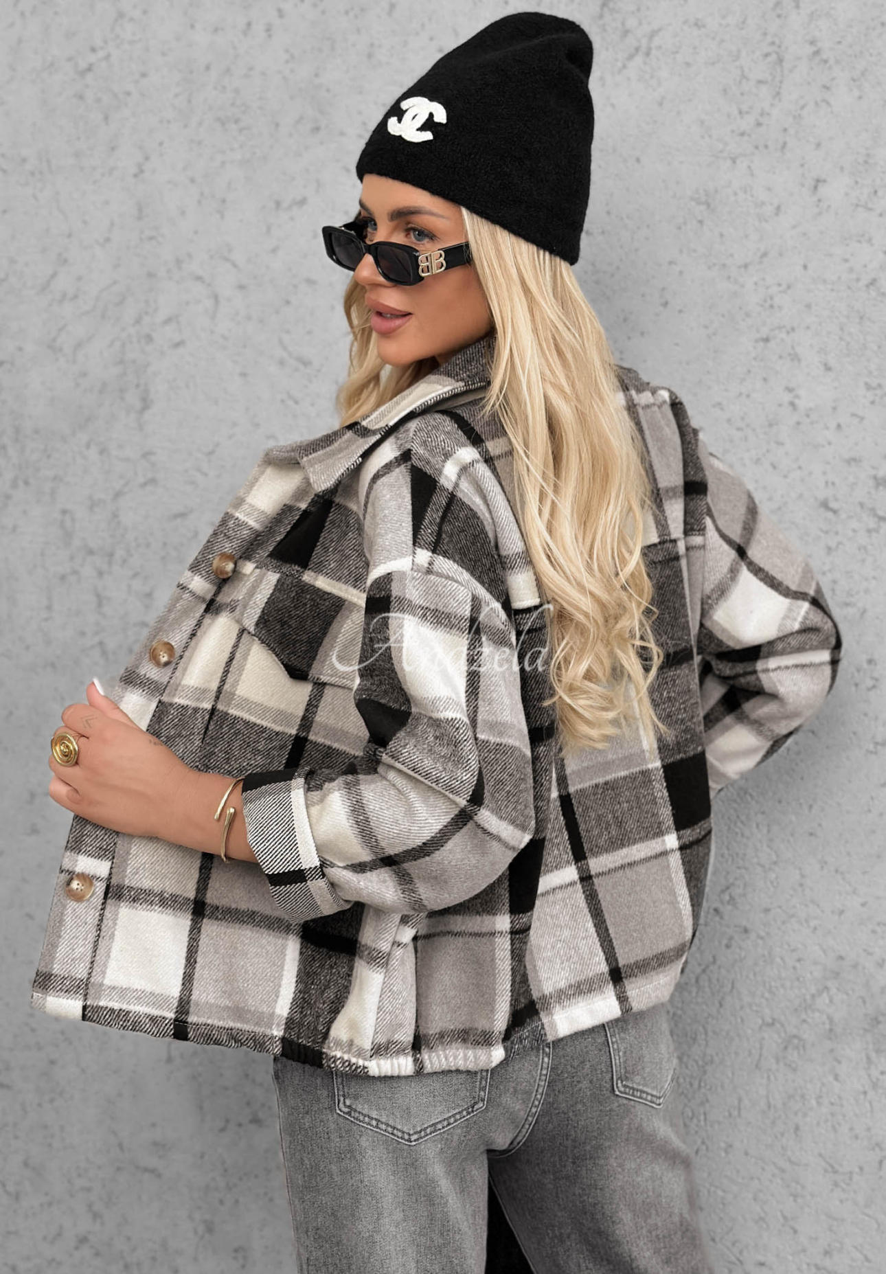 Karo-Überhemd mit Taschen Cloudy Honey Grau