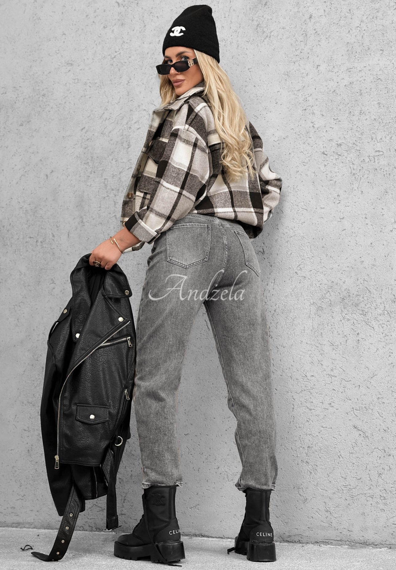 Karo-Überhemd mit Taschen Cloudy Honey Grau