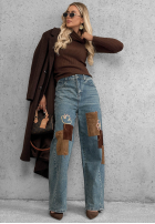Hose Jeans mom fit z naszywkami Fall Mood Blau