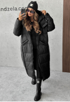 Długa puchowa Jacke z kapturem Want Winter Schwarz